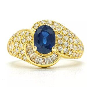 Jewelry Ring Sapphire 1.52ct Yellow Gold